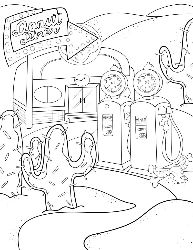 Waffle Smash coloring page of Donut Desert